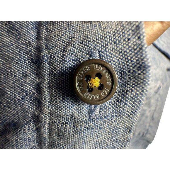 Ted Baker Mens 3 Linen Light Blue Short Sleeves Button Down Shirt Pockets #MN6-5 - Picture 3 of 9